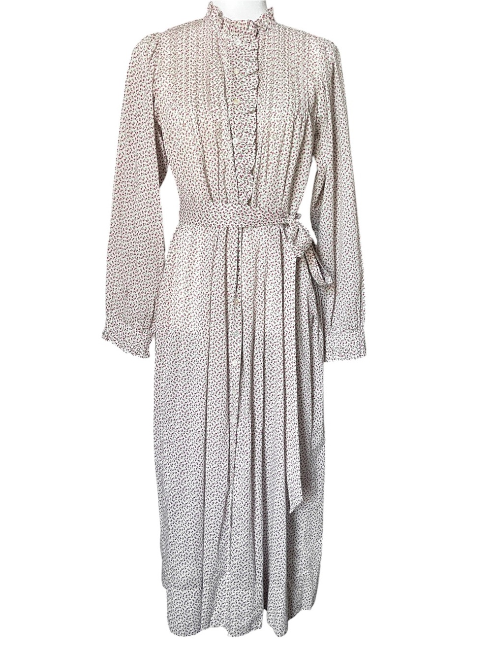 DOEN Stanton Berry Bisou Floral Cotton Button Down Belted Midi Dress Small - Picture 3 of 13